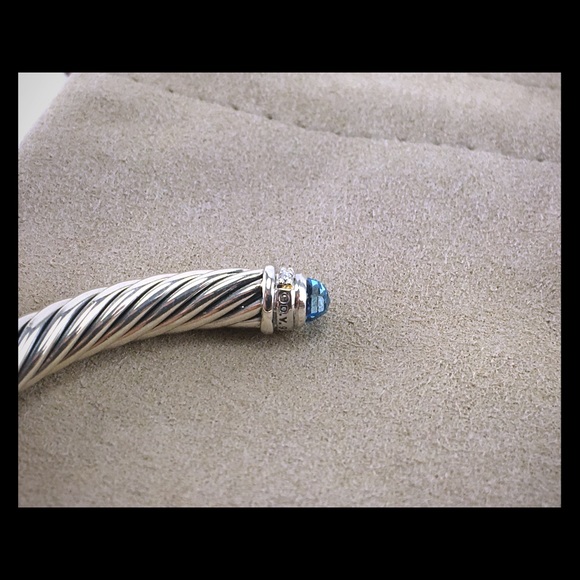 David Yurman Blue Topaz & Diamond 5mm Bracelet - Picture 3 of 4